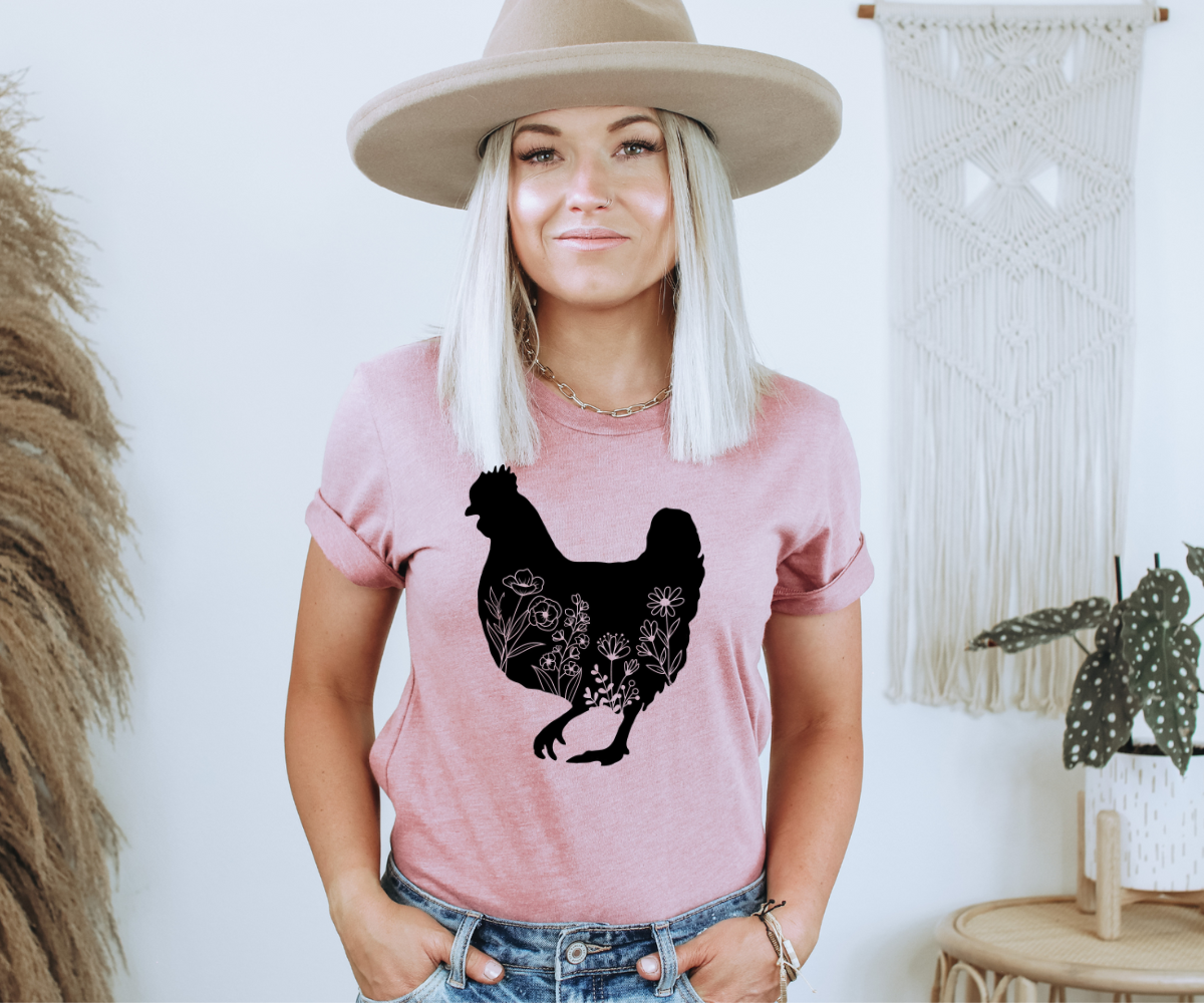 Floral Chicken Tee