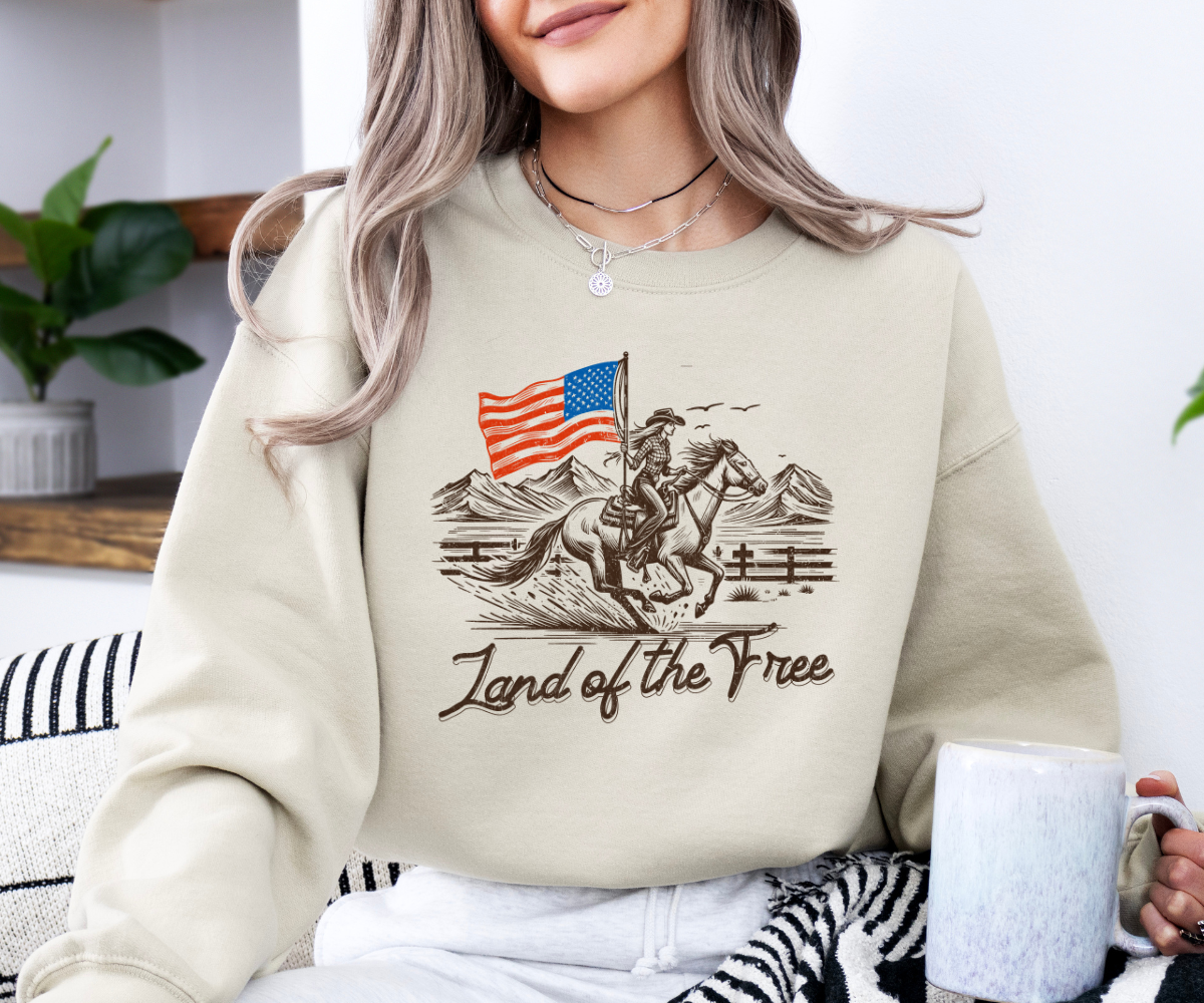 Land Of The Free Cowgirl Sweatshirt