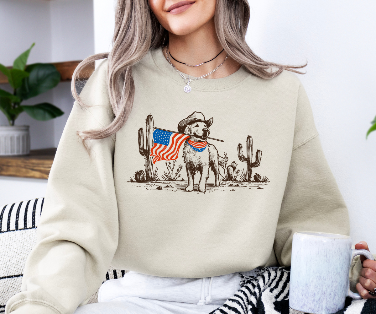 Patriotic Pup In The Wild West Sweatshirt