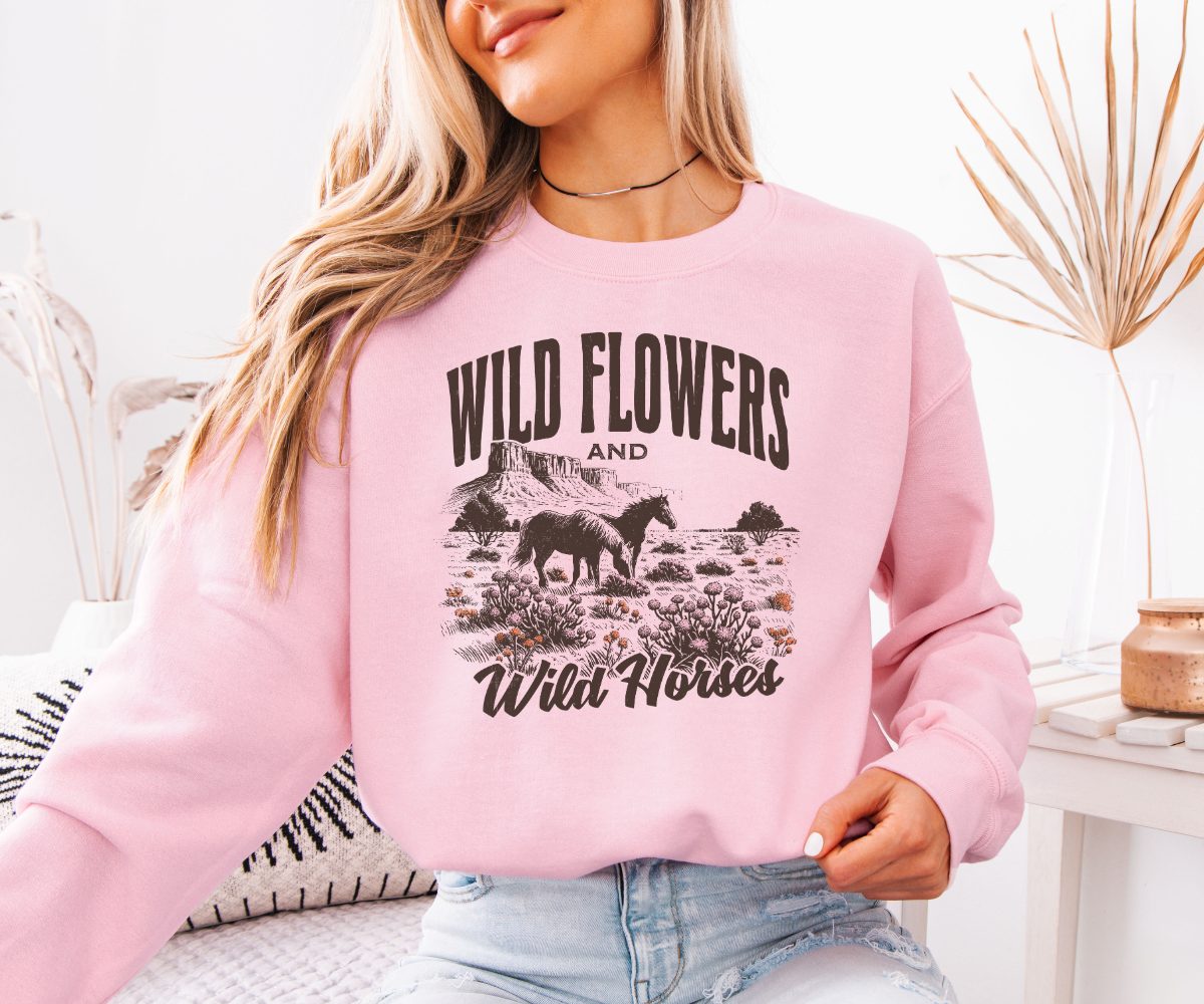 Wild Flowers And Wild Horses Sweatshirt