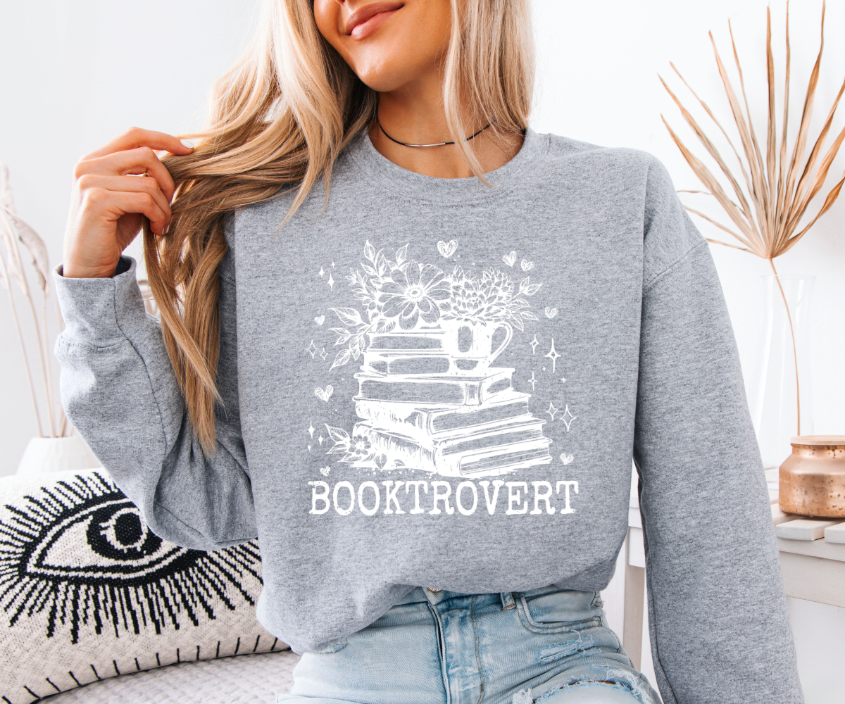 Booktrovert White Print Sweatshirt