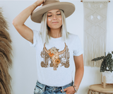 Boho Floral Bull Skull Tee