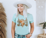 Boho Floral Bull Skull Tee