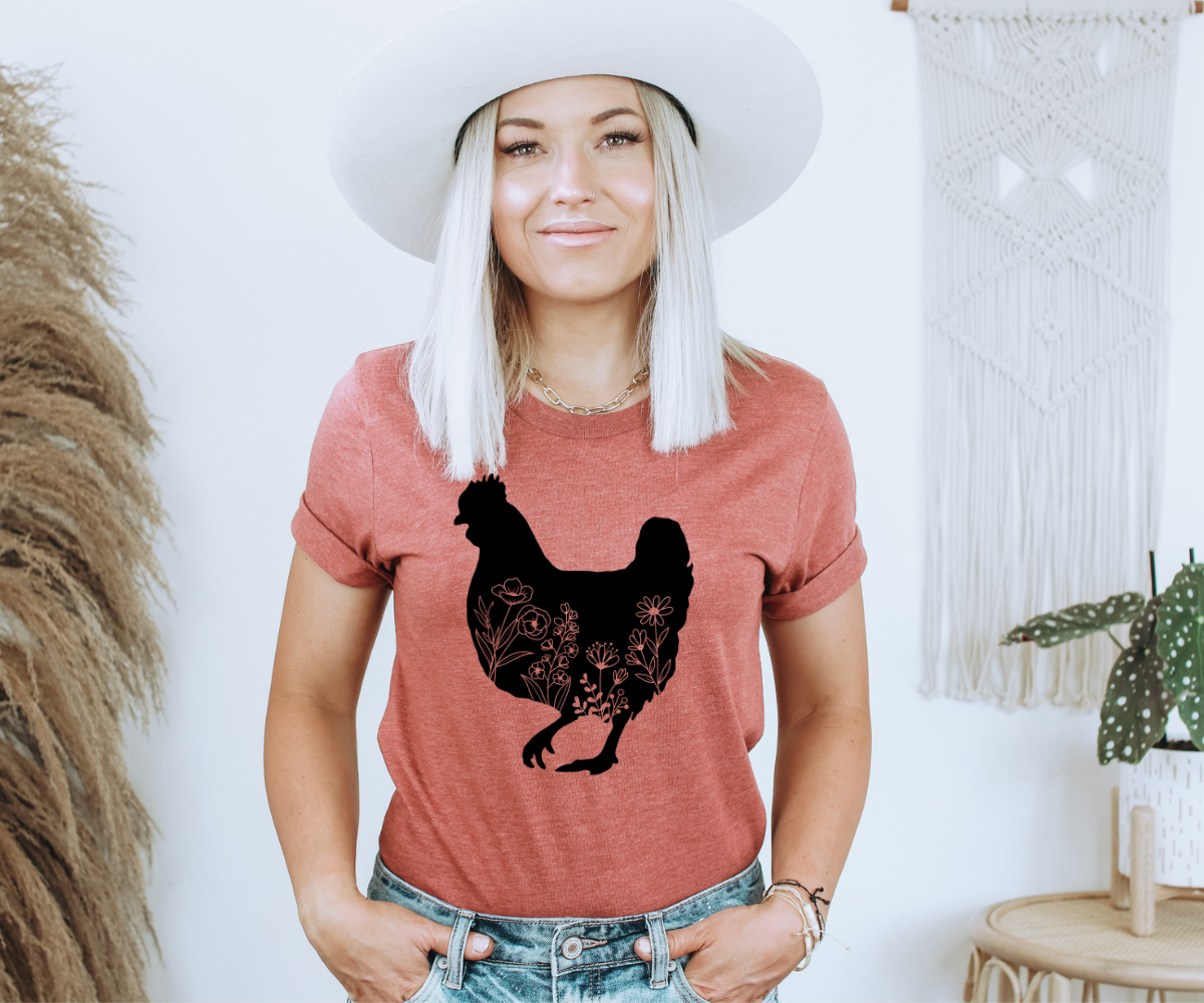 Floral Chicken Tee