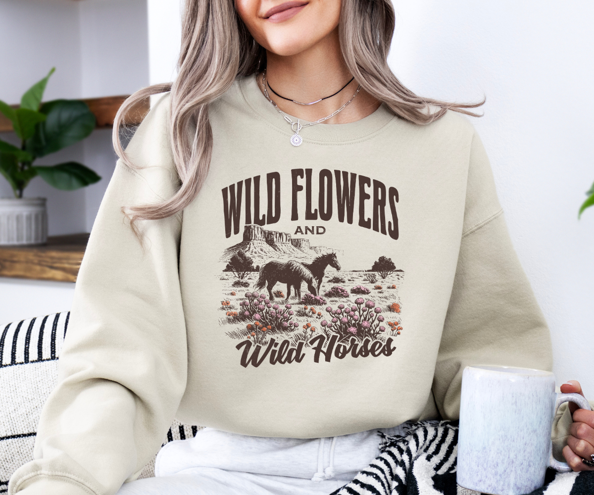 Wild Flowers And Wild Horses Sweatshirt